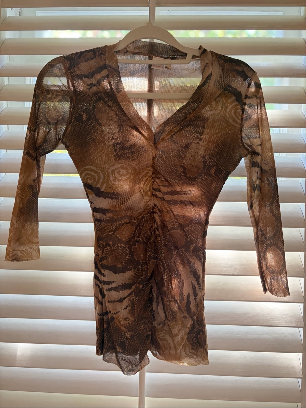 Y2K Sheer Animal-Print Ruched Women's Top